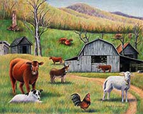 LENOIR'S CREEK FARM



 - Award winning artist, Janice Swanger, captured the essence of Lenoir’s Creek Devon, Haywood County’s longest continuing farm (1807) with the county’s longest continuing herd of cattle (mid-1800s when Red Devon cattle were brought to the farm by second owner, Thomas Isaac Lenoir). Her colored pencil painting brilliantly captures all of the historic structures remaining on the farm as well as the large variety of animals.
